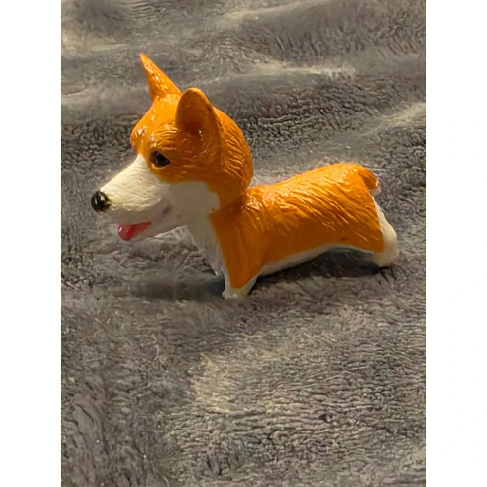 Miniature Corgi Figurine Orange White PVC Dog Collectible 2 Inch